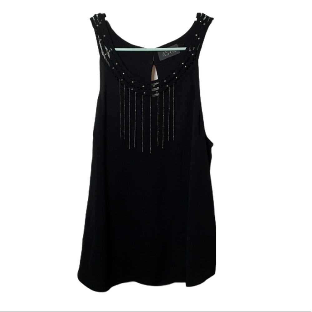 ASTR black beaded sleeveless blouse large